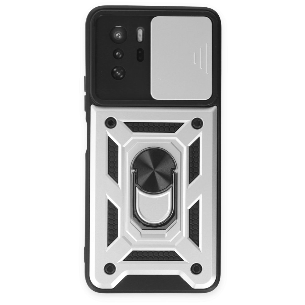  Xiaomi Poco X3 GT Kılıf Pars Lens Yüzüklü Silikon - Gümüş