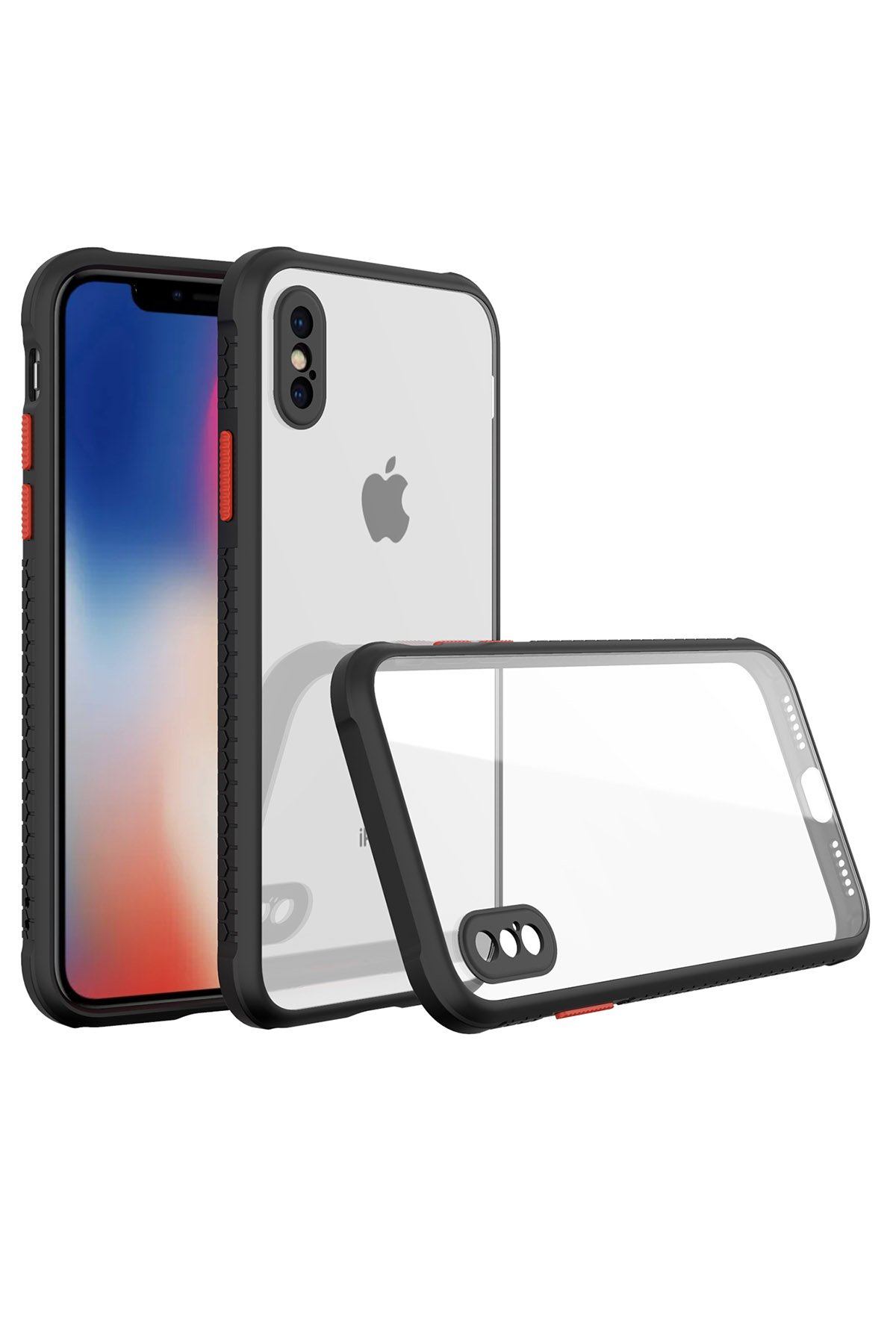  iPhone XS Max Kılıf Miami Şeffaf Silikon - Siyah