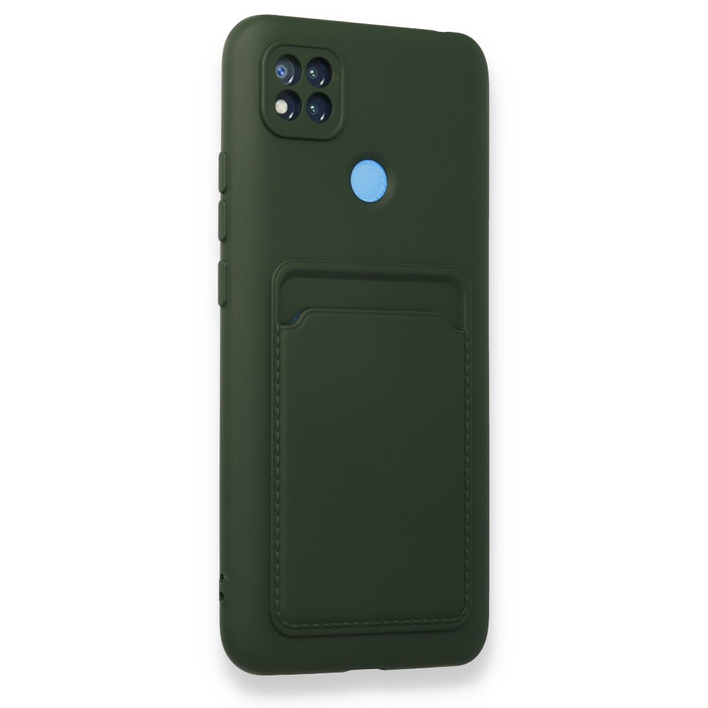 Redmi 9C Kılıf Kelvin Kartvizitli Silikon - Koyu Yeşil