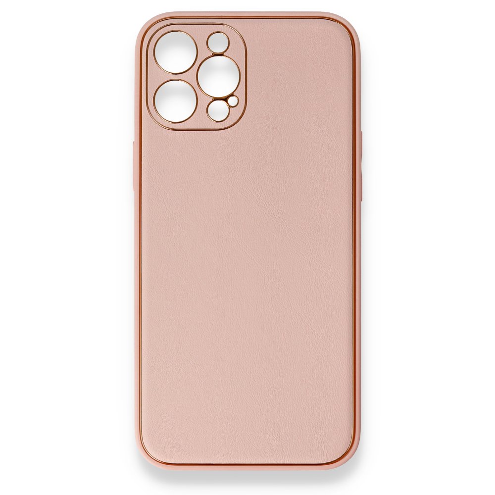  iPhone 12 Pro Max Kılıf Coco Deri Silikon Kapak - Pembe