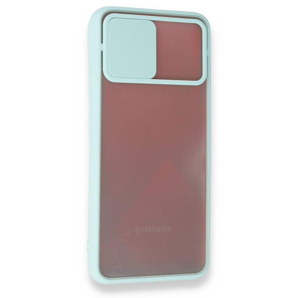  Samsung Galaxy A03S Kılıf Palm Buzlu Kamera Sürgülü Silikon - Turkuaz