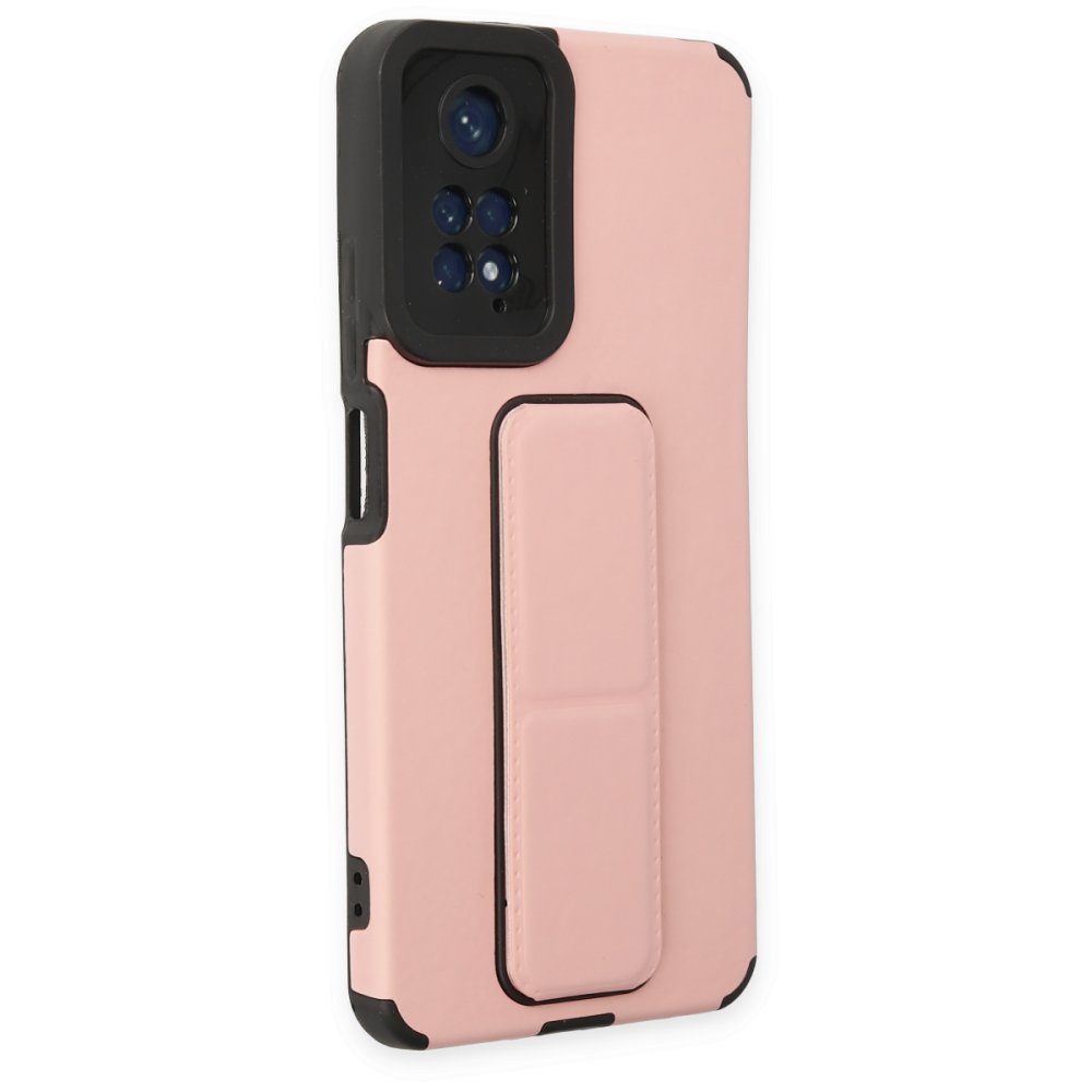 Redmi Note 11S Kılıf Mega Standlı Silikon - Pudra Redmi Note 11S Kılıf Mega Standlı Silikon - Pudra