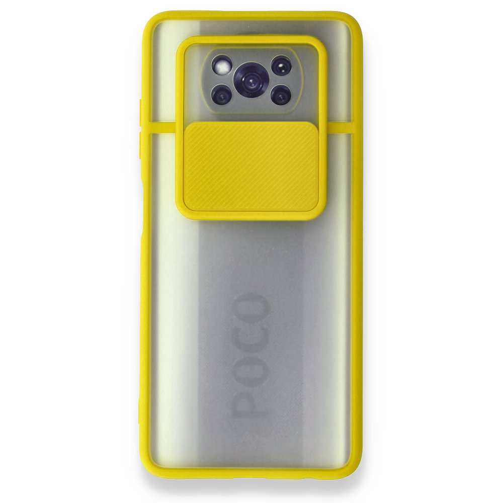  Xiaomi Pocophone X3 Kılıf Palm Buzlu Kamera Sürgülü Silikon - Sarı