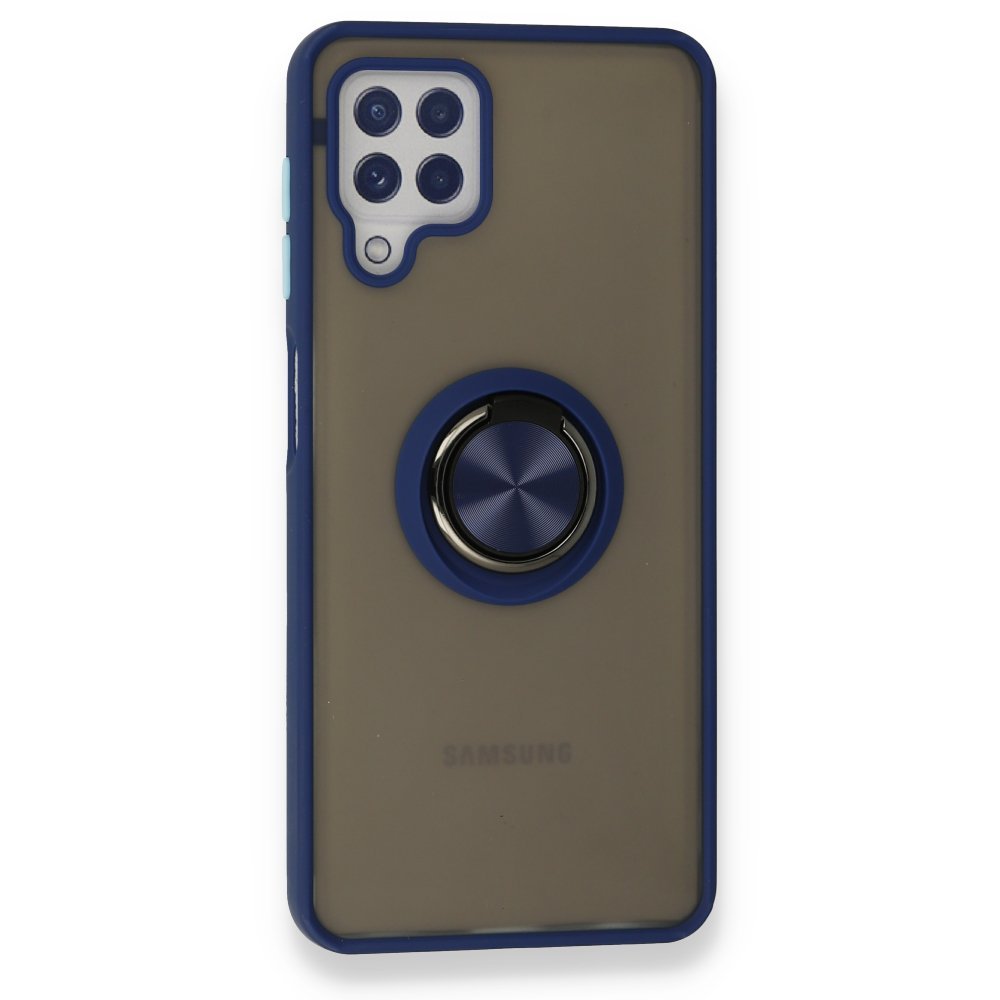  Samsung Galaxy M32 Kılıf Montreal Yüzüklü Silikon Kapak - Lacivert
