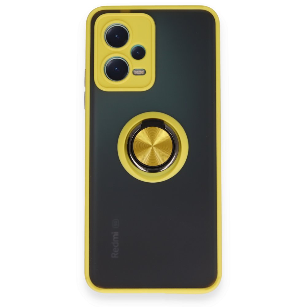 Redmi Note 12 5G Kılıf Montreal Yüzüklü Silikon Kapak - Sarı