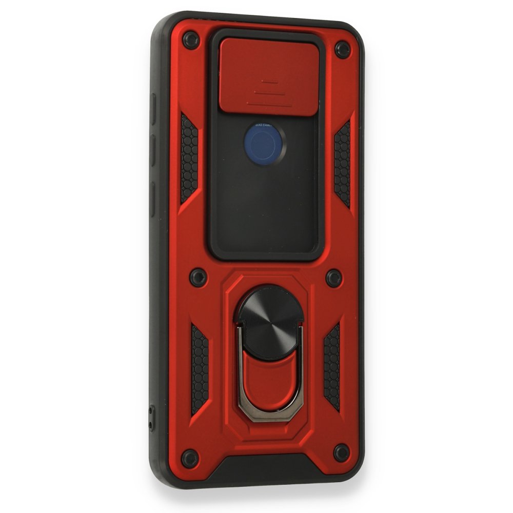 Redmi Note 9 Kılıf Pars Lens Yüzüklü Silikon - Kırmızı