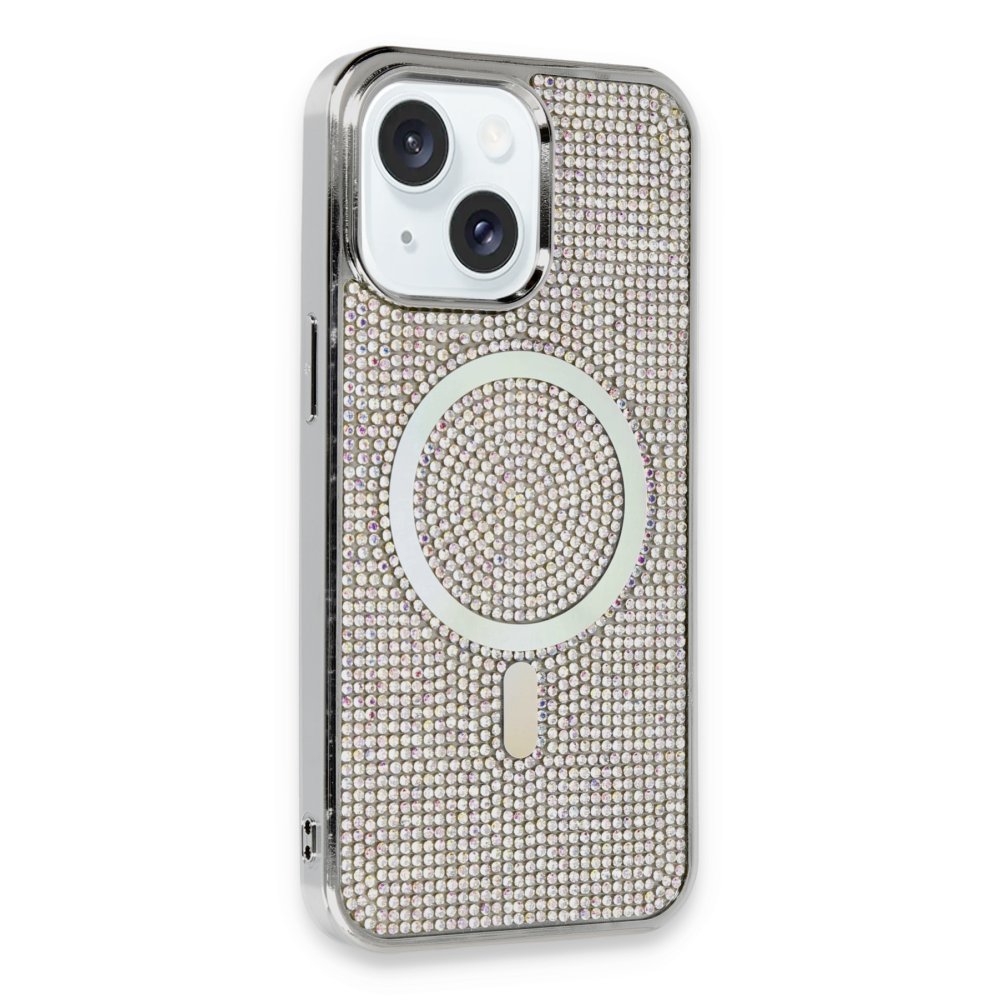  iPhone 15 Kılıf Diamond Magsafe Kapak - Rainbow