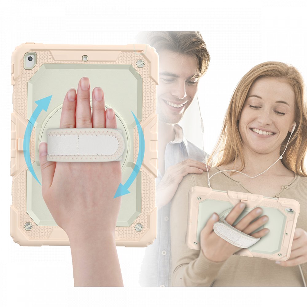  iPad 10.2 (7.nesil) Kılıf Strap New Tablet Kapak - Pembe