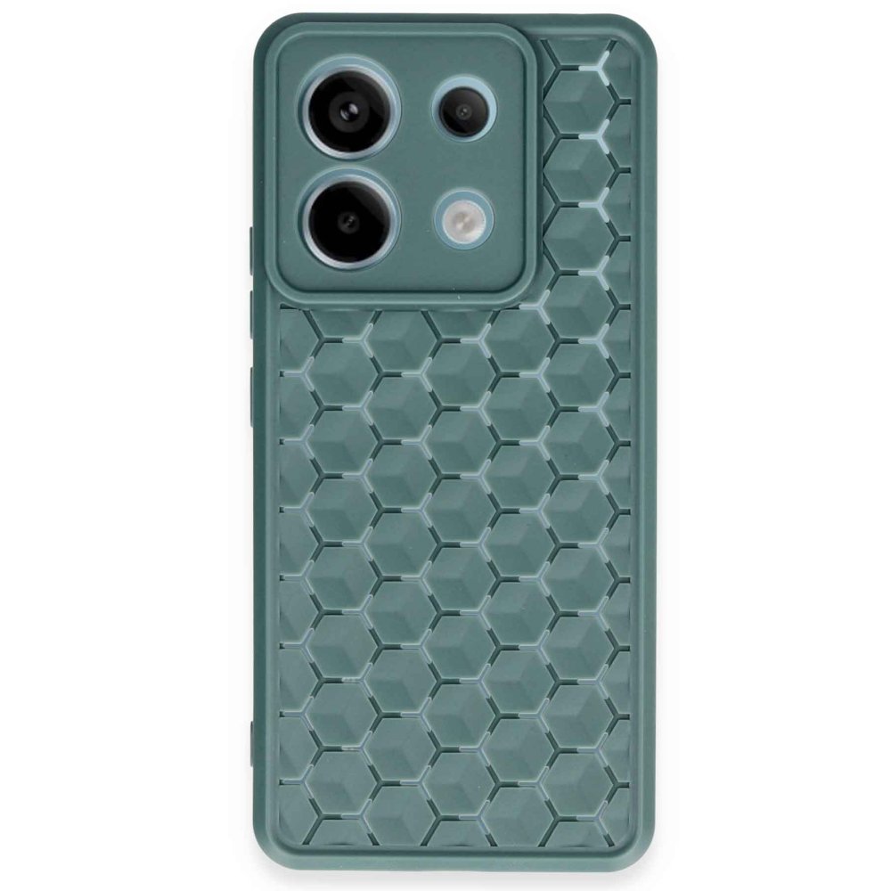 Xiaomi Poco X6 Kılıf Petek Silikon Kapak - Koyu Yeşil  Xiaomi Poco X6 Kılıf Petek Silikon Kapak - Koyu Yeşil