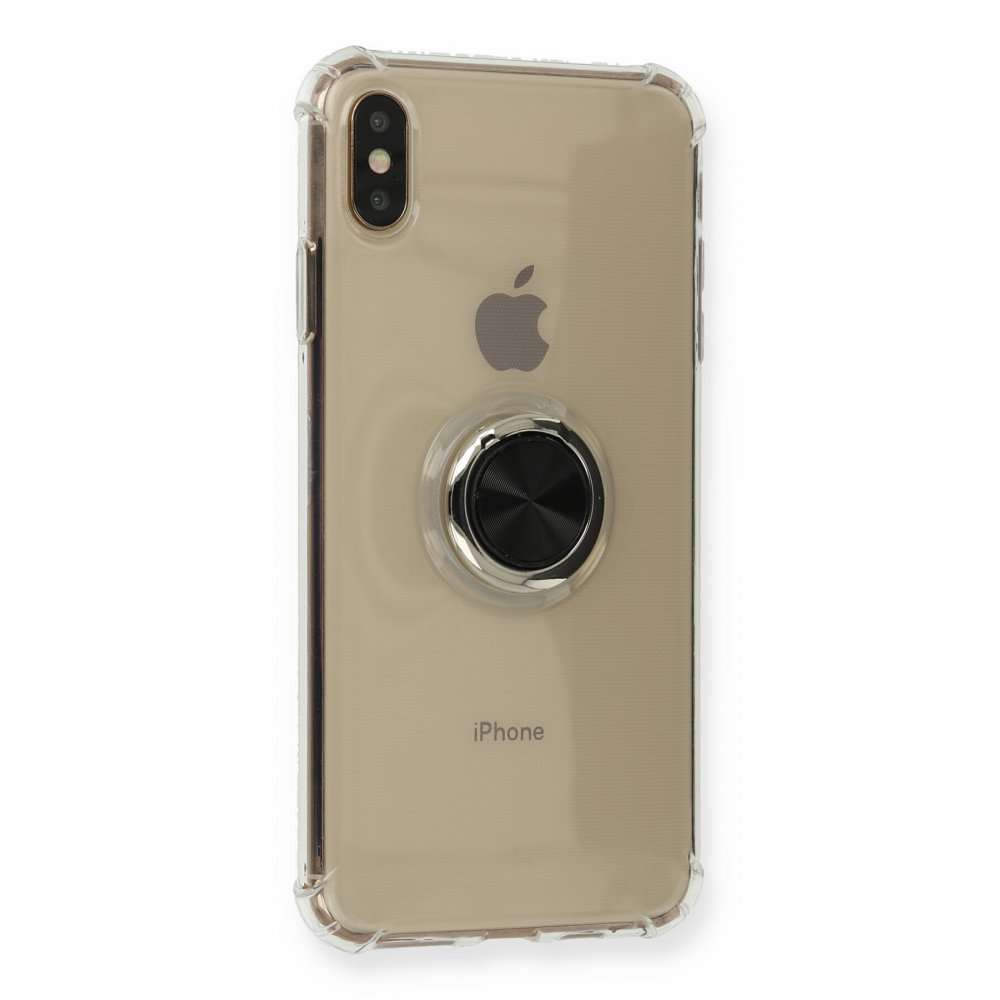  iPhone XS Max Kılıf Gros Yüzüklü Silikon - Siyah