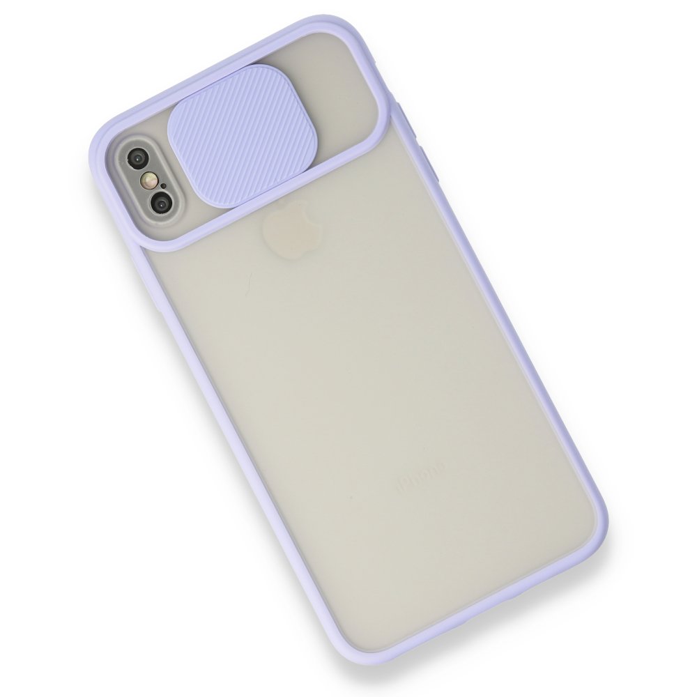 iPhone XS Max Kılıf Palm Buzlu Kamera Sürgülü Silikon - Lila  iPhone XS Max Kılıf Palm Buzlu Kamera Sürgülü Silikon - Lila