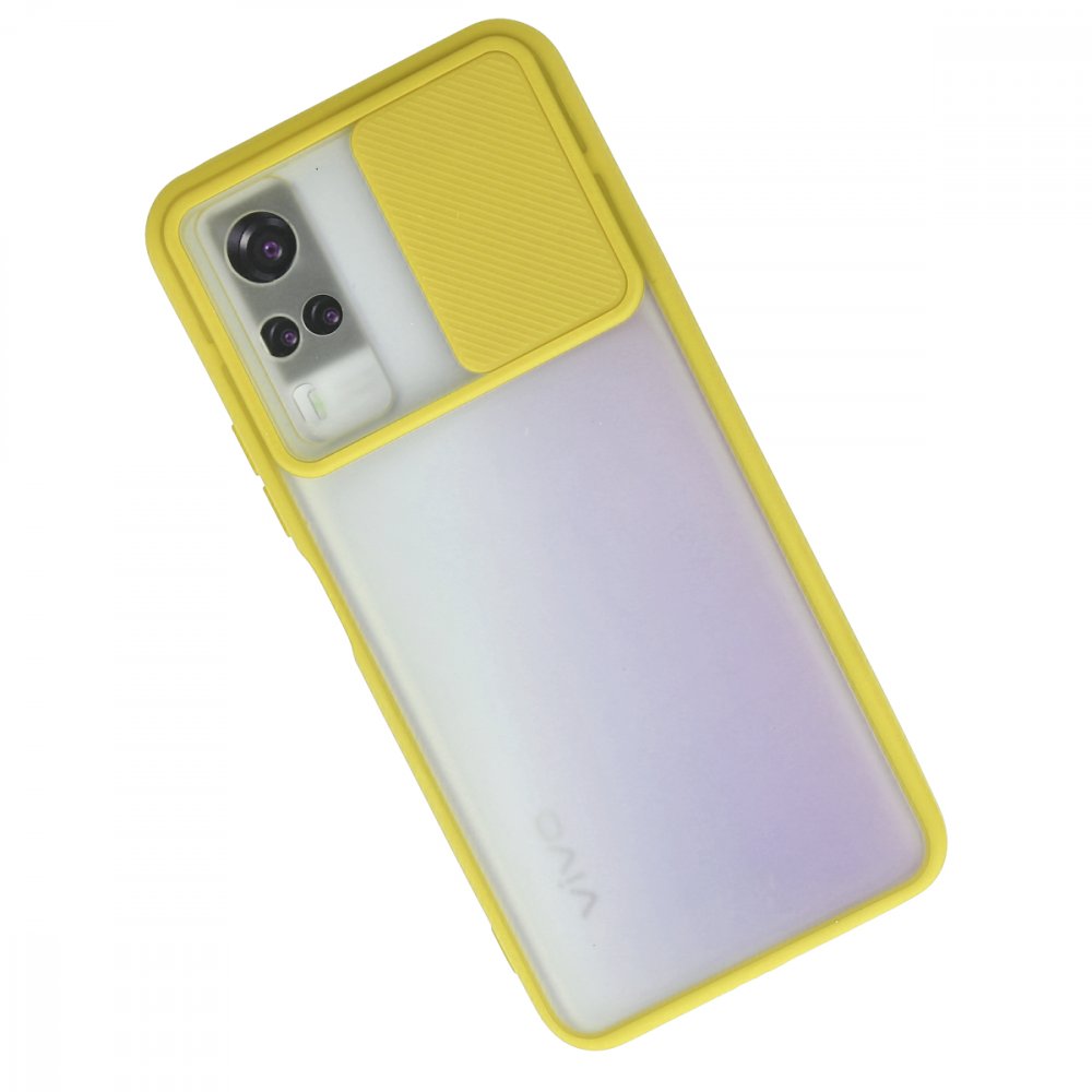  Vivo Y31 2021 Kılıf Palm Buzlu Kamera Sürgülü Silikon - Sarı