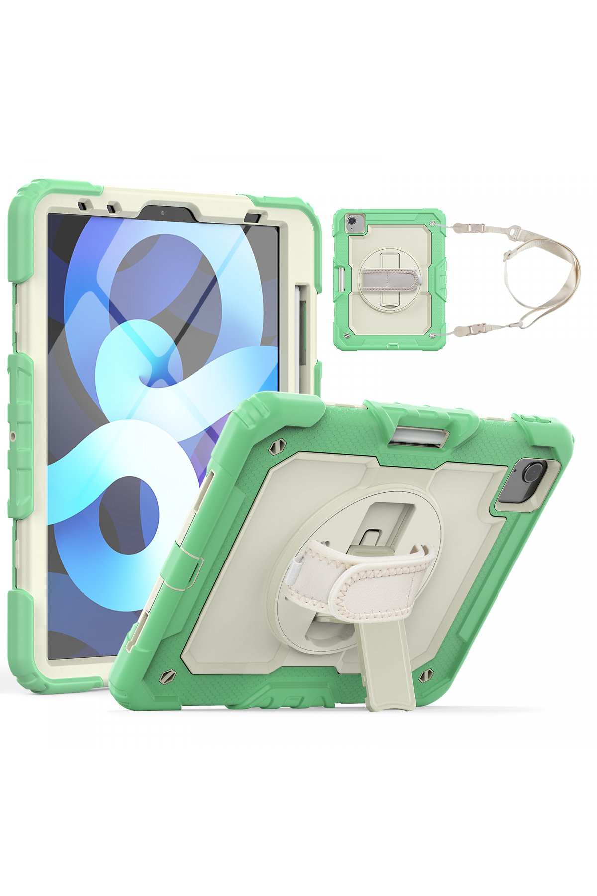  iPad Air 4 10.9 Kılıf Strap New Tablet Kapak - Yeşil
