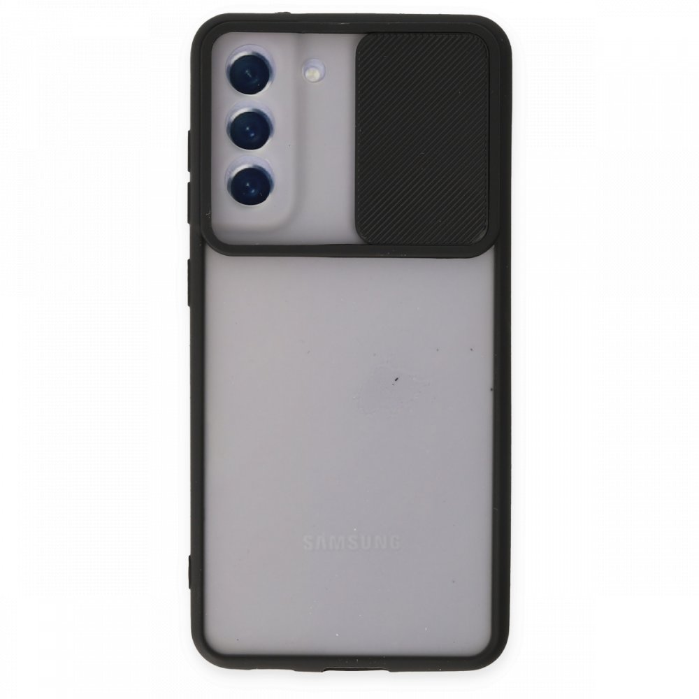  Samsung Galaxy S21 FE Kılıf Palm Buzlu Kamera Sürgülü Silikon - Siyah