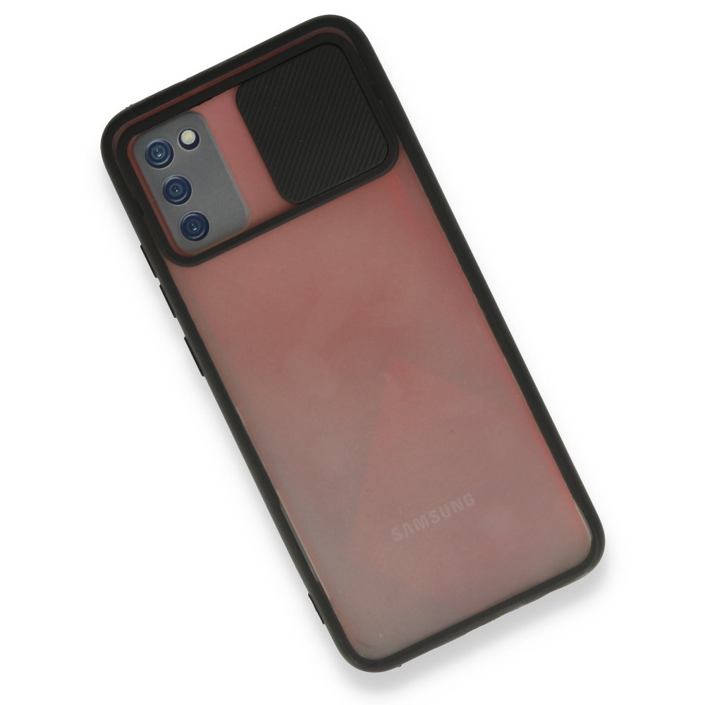  Samsung Galaxy A03S Kılıf Palm Buzlu Kamera Sürgülü Silikon - Siyah