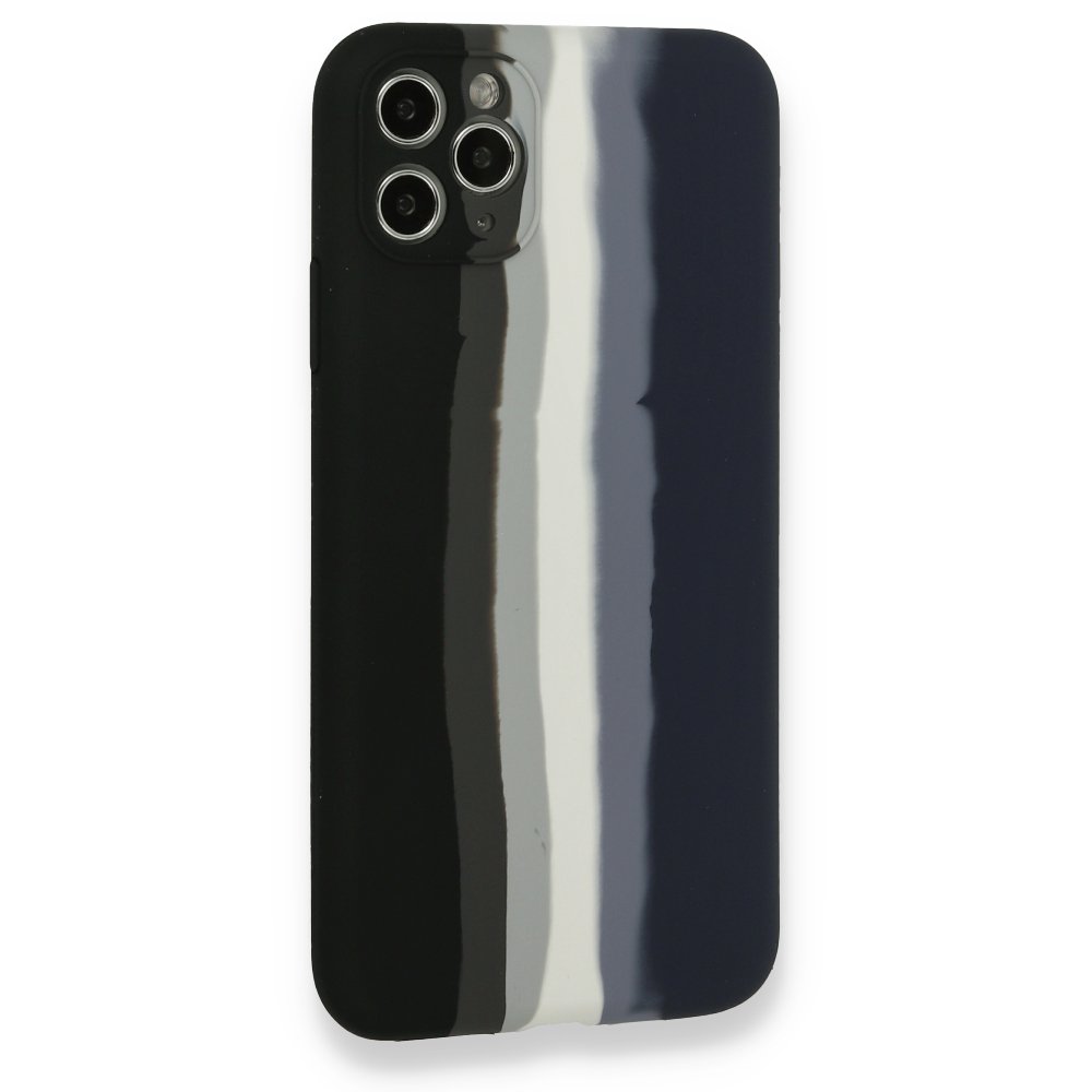  iPhone 11 Pro Kılıf Ebruli Lansman Silikon - Siyah-Lacivert