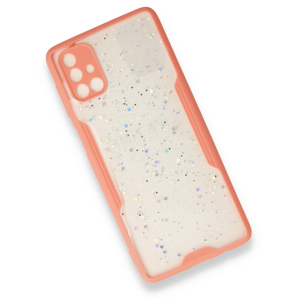  Samsung Galaxy M51 Kılıf Platin Simli Silikon - Pembe