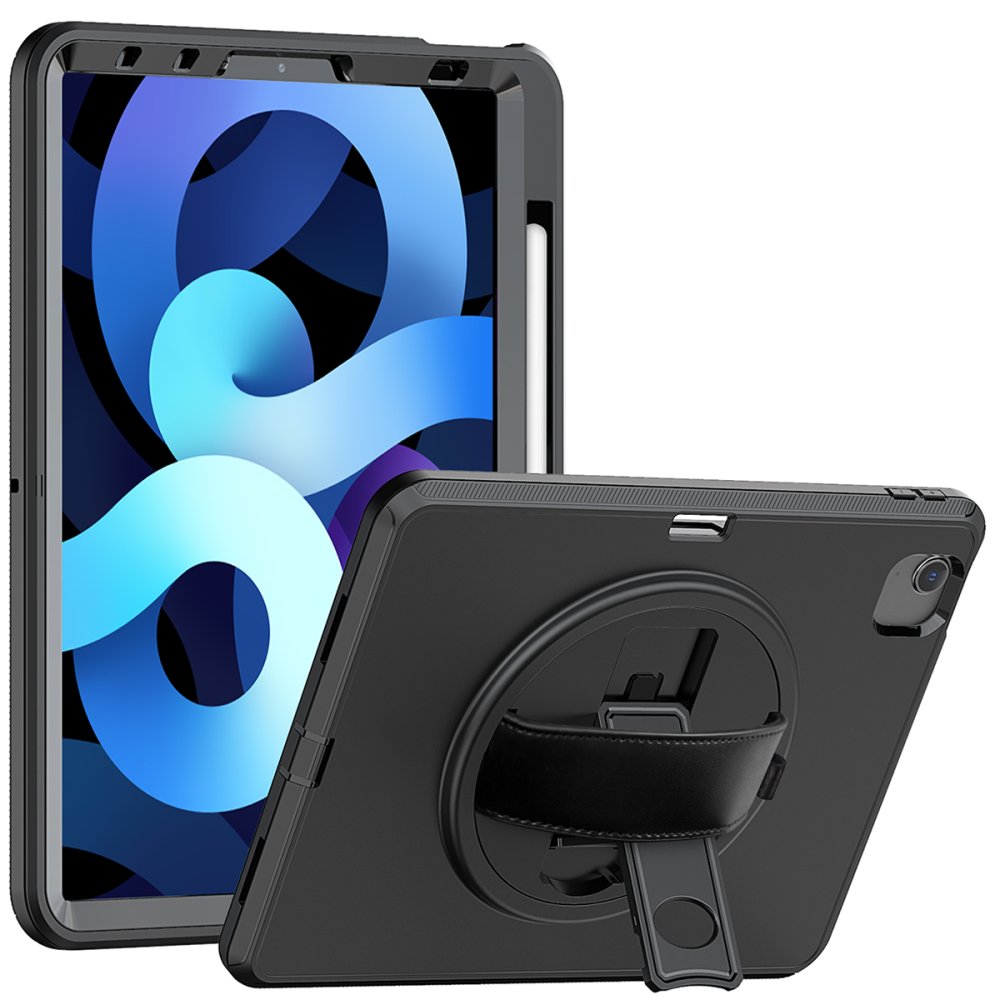  iPad 2022 10.9 (10.nesil) Kılıf Hand Strap Tablet Kılıfı - Siyah