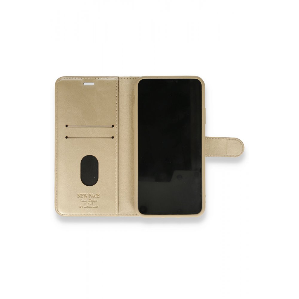  iPhone 12 Mini Kılıf Trend S Plus Kapaklı Kılıf - Gold