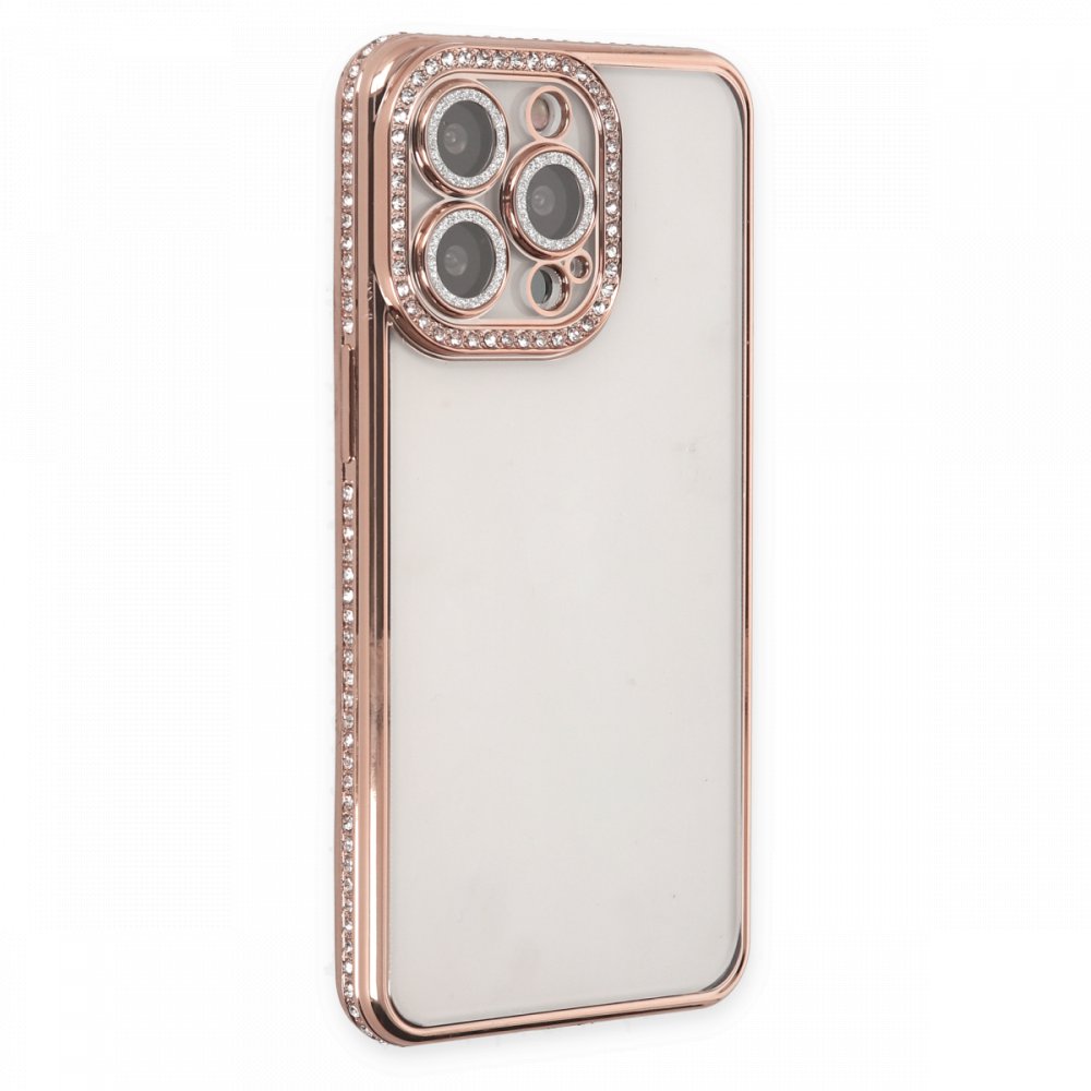  iPhone 13 Pro Kılıf Joke Taşlı Silikon - Pembe