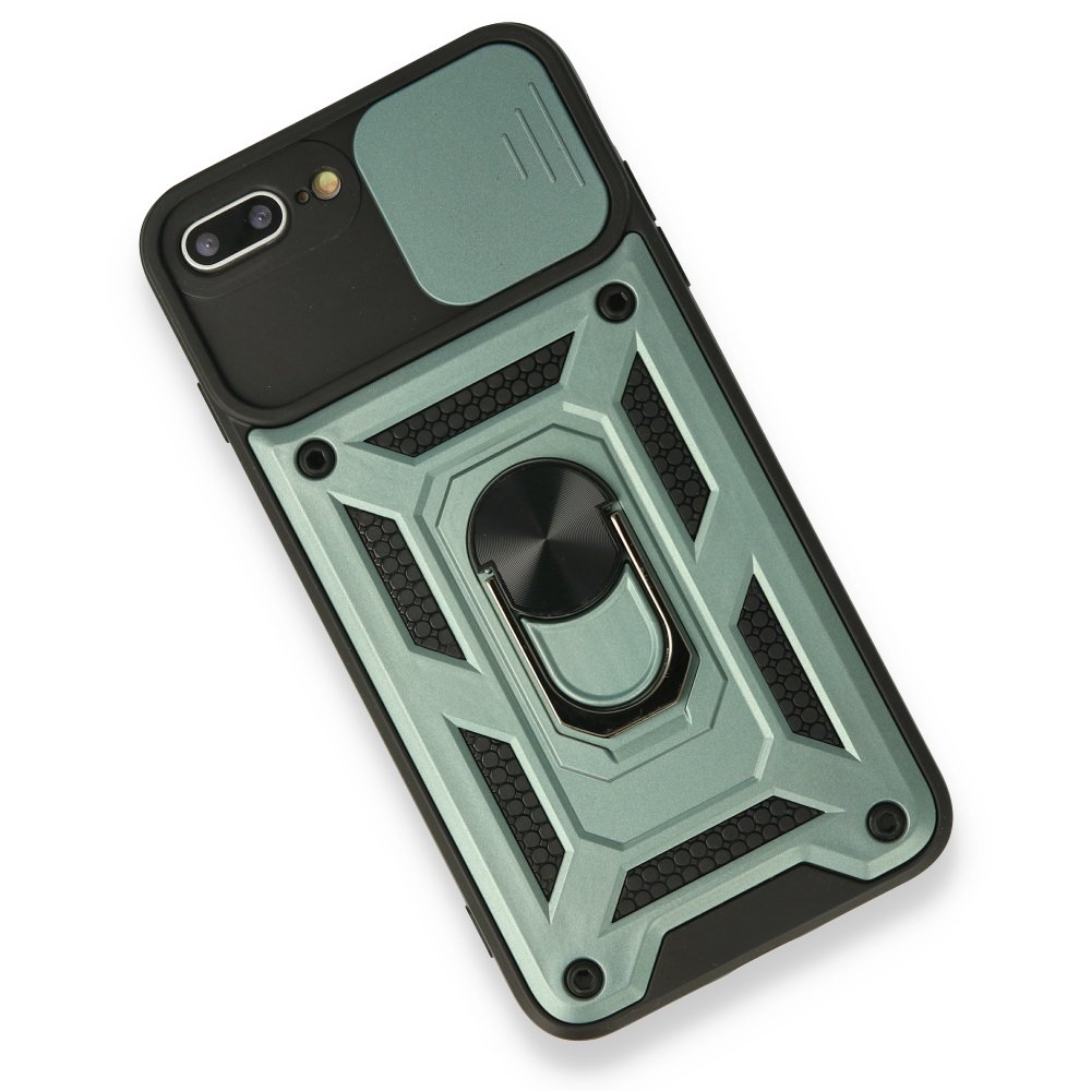  iPhone 8 Plus Kılıf Pars Lens Yüzüklü Silikon - Yeşil