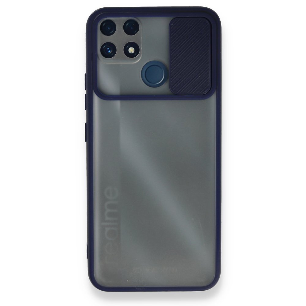  Realme C25s Kılıf Palm Buzlu Kamera Sürgülü Silikon - Lacivert