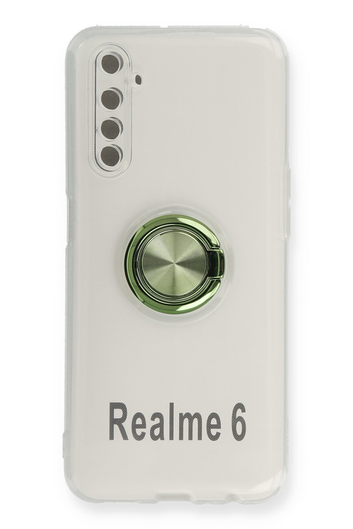  Realme 6 Kılıf Gros Yüzüklü Silikon - Yeşil
