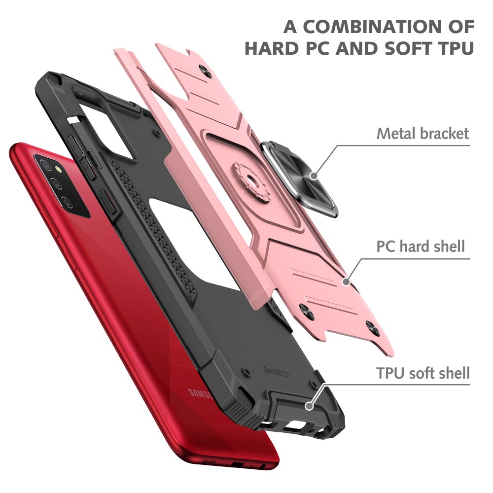  Samsung Galaxy A02S Kılıf Zegna Yüzüklü Silikon Kapak - Rose