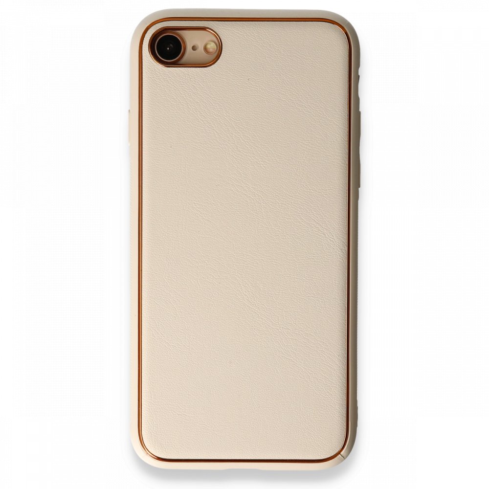 iPhone 8 Kılıf Coco Deri Silikon Kapak - Gold iPhone 8 Kılıf Coco Deri Silikon Kapak - Gold