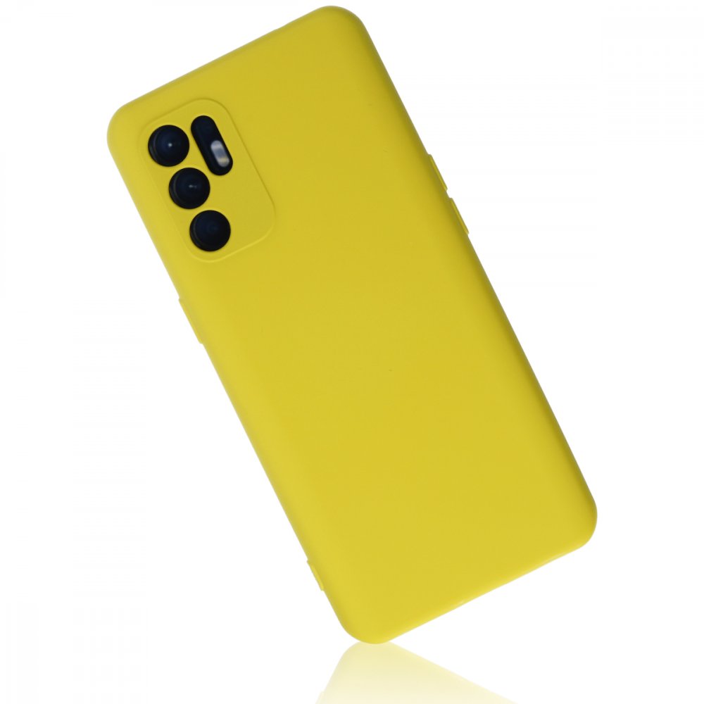 Oppo Reno 6 Kılıf Nano içi Kadife Silikon - Sarı Oppo Reno 6 Kılıf Nano içi Kadife Silikon - Sarı