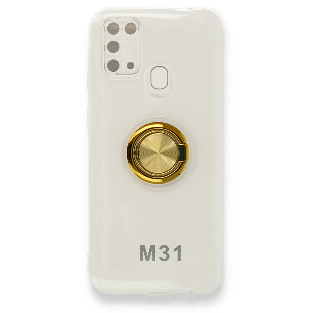  Samsung Galaxy M31 Kılıf Gros Yüzüklü Silikon - Gold