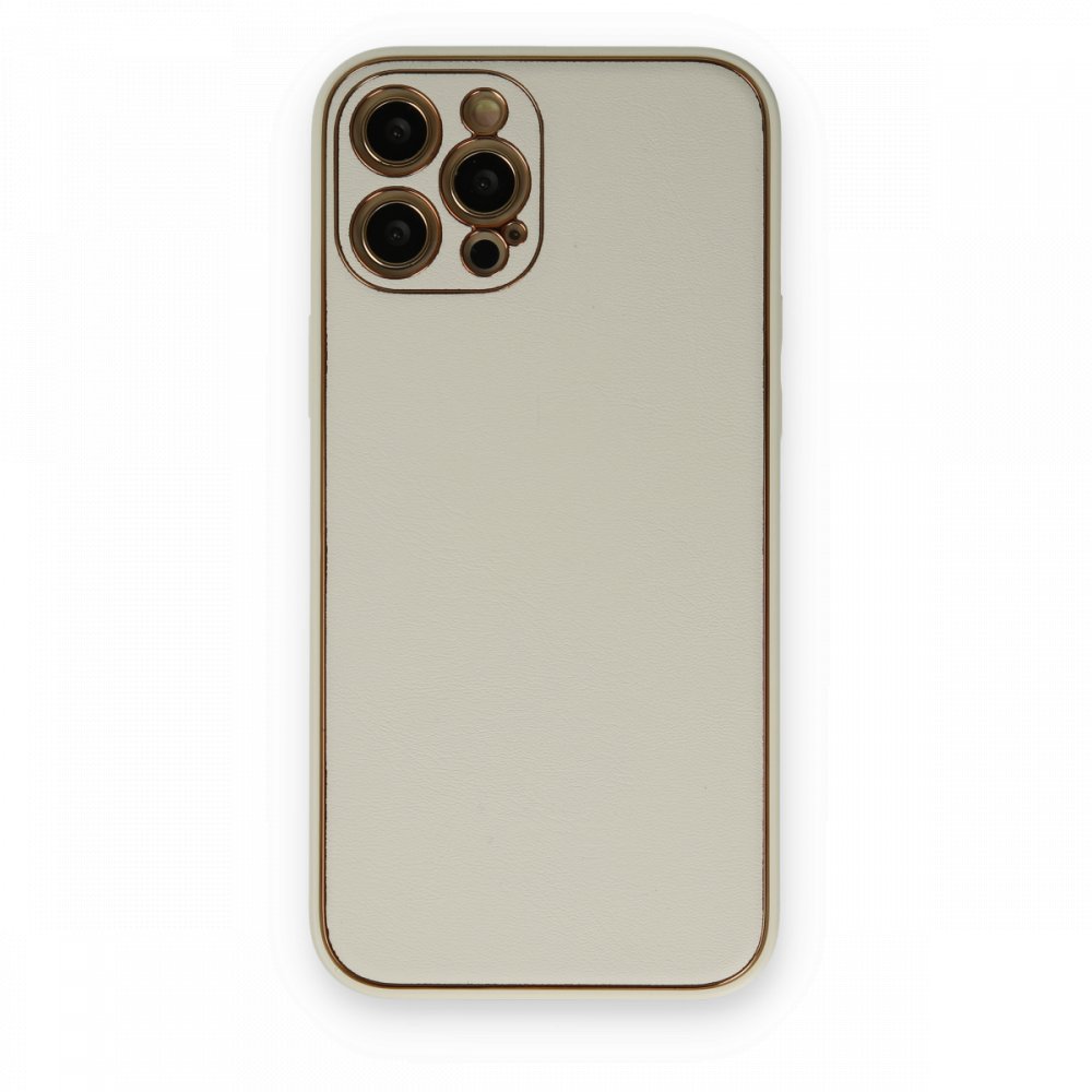  iPhone 12 Pro Max Kılıf Coco Deri Silikon Kapak - Beyaz