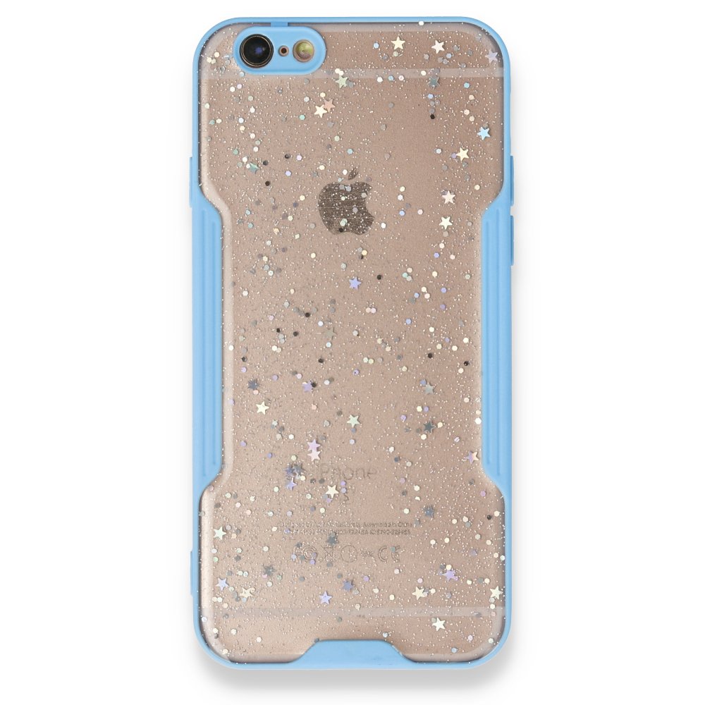  iPhone 6 Kılıf Platin Simli Silikon - Mavi