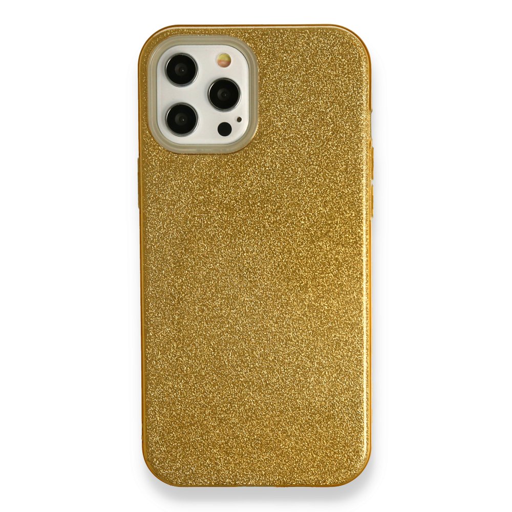  iPhone 12 Pro Kılıf Simli Katmanlı Silikon - Gold