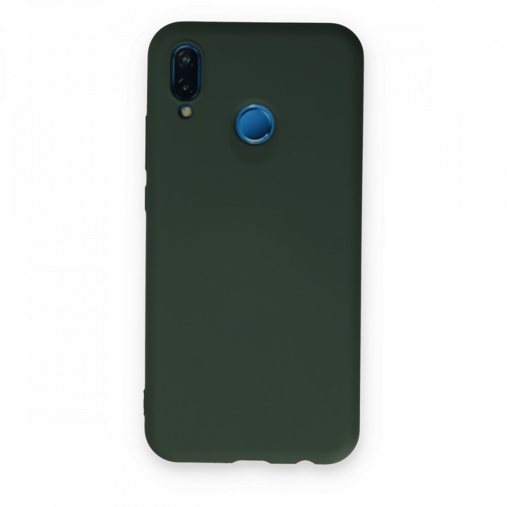  Huawei P20 Lite Kılıf Nano içi Kadife Silikon - Koyu Yeşil