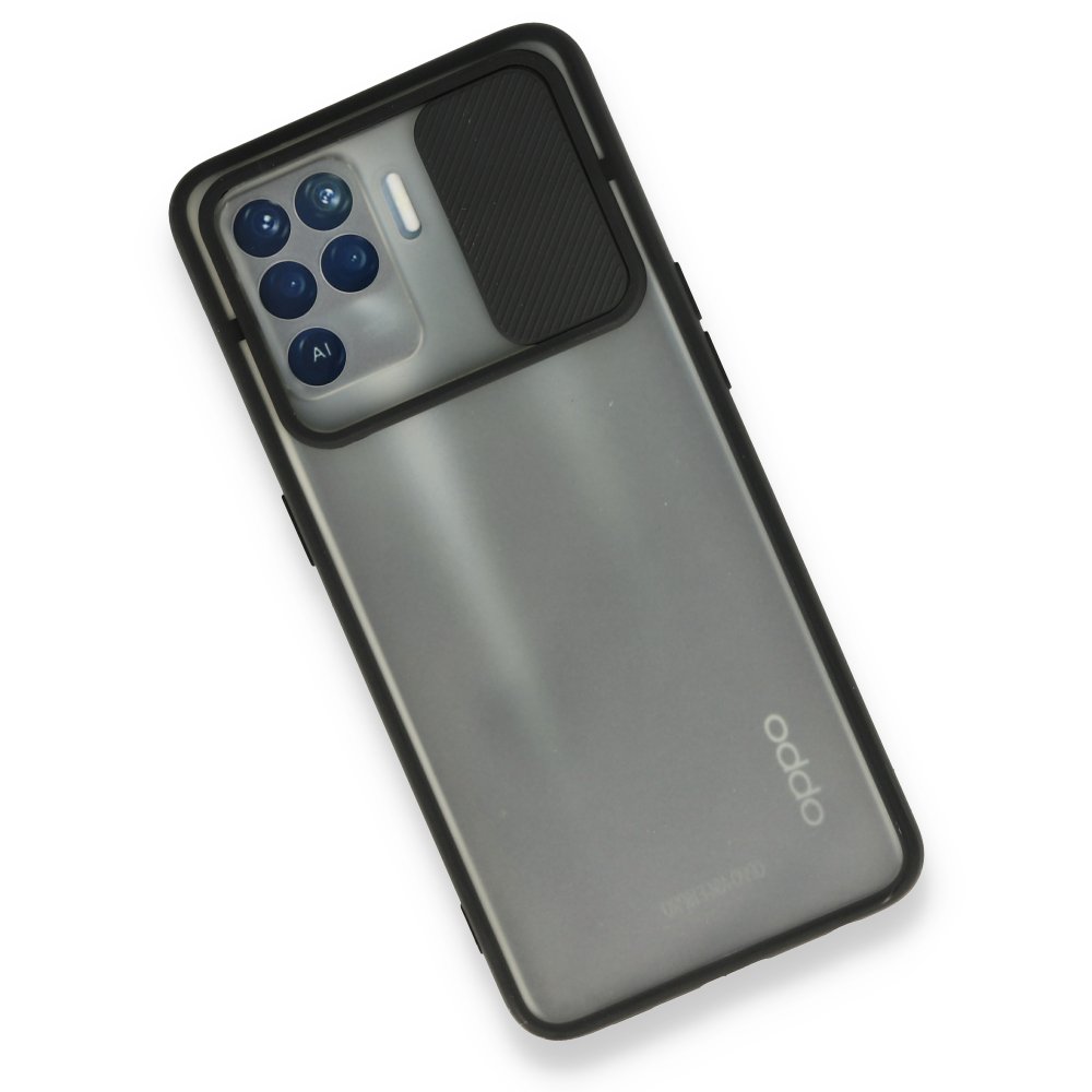  Oppo Reno 5 Lite Kılıf Palm Buzlu Kamera Sürgülü Silikon - Siyah