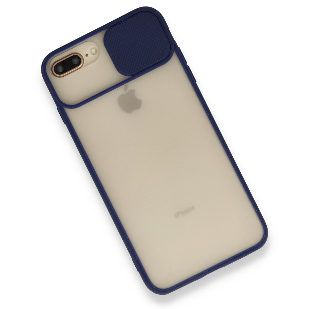iPhone 8 Plus Kılıf Palm Buzlu Kamera Sürgülü Silikon - Lacivert iPhone 8 Plus Kılıf Palm Buzlu Kamera Sürgülü Silikon - Lacivert