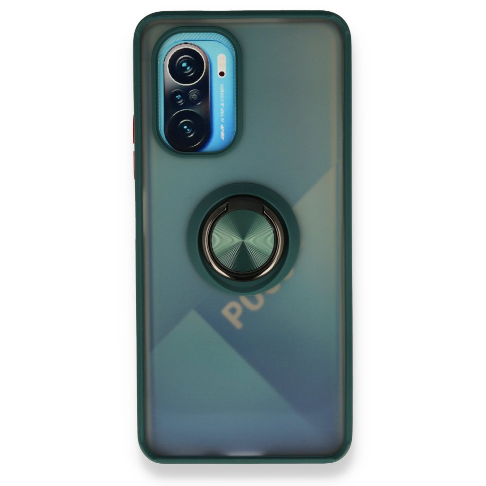 Redmi K40 Kılıf Montreal Yüzüklü Silikon Kapak - Yeşil