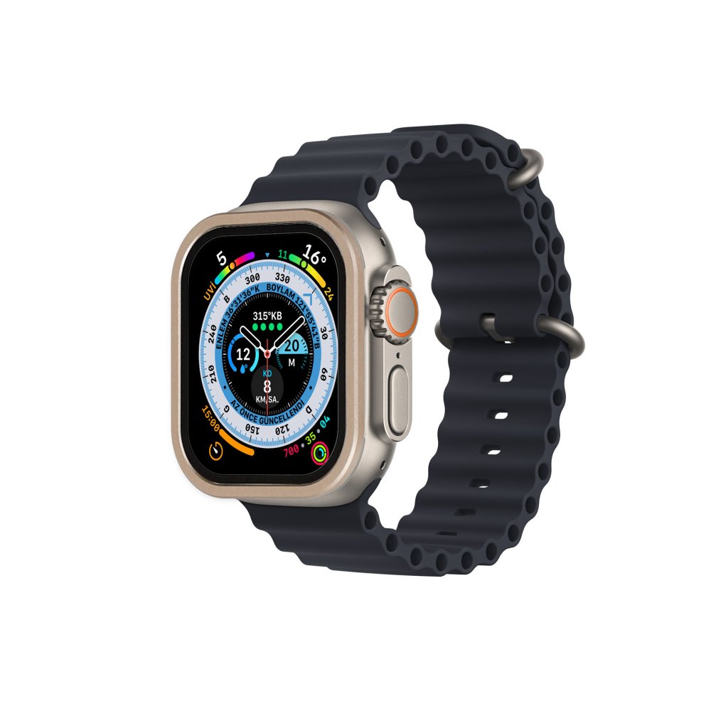  Apple Watch Ultra 49mm Alüminyum Kasa Cam Ekran Koruyucu - Gold