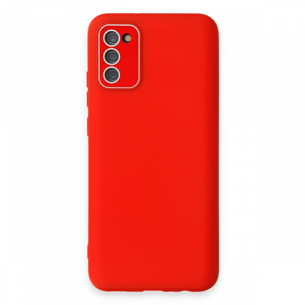  Samsung Galaxy A02S Kılıf Lansman Glass Kapak - Kırmızı