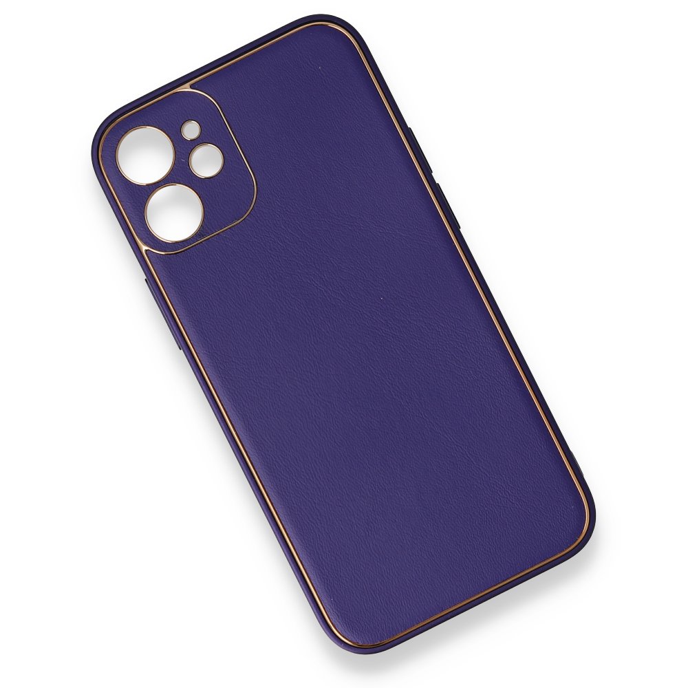  iPhone 12 Mini Kılıf Coco Deri Silikon Kapak - Mor