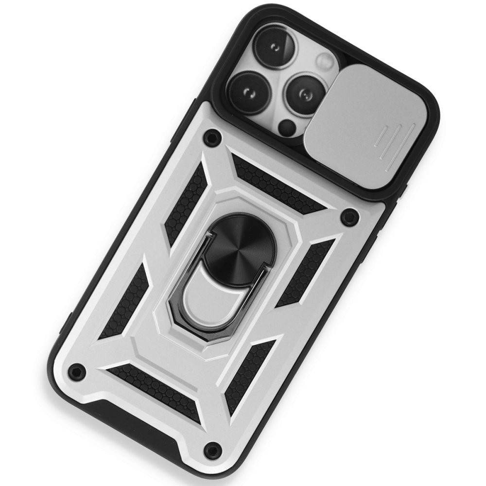 iPhone 15 Pro Kılıf Pars Lens Yüzüklü Silikon - Gümüş iPhone 15 Pro Kılıf Pars Lens Yüzüklü Silikon - Gümüş