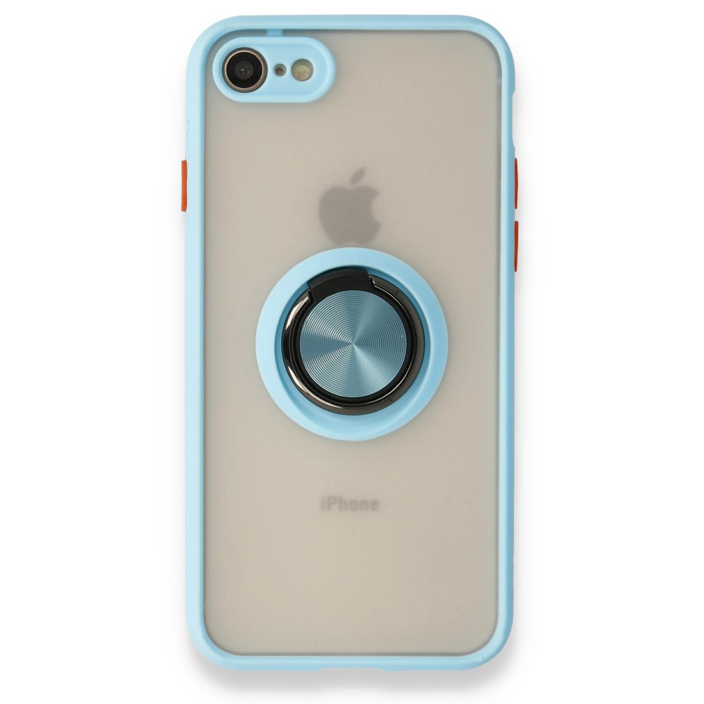  iPhone SE 2020 Kılıf Montreal Yüzüklü Silikon Kapak - Buz Mavi