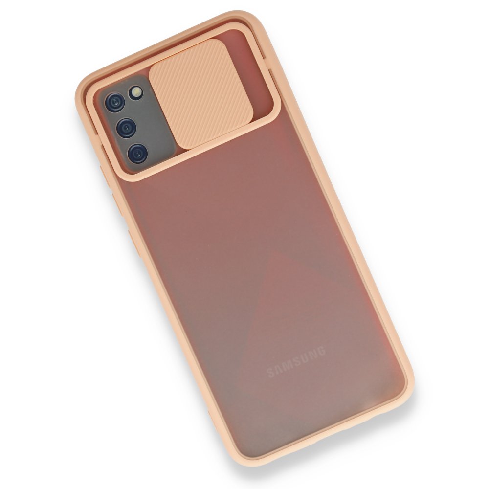  Samsung Galaxy A02S Kılıf Palm Buzlu Kamera Sürgülü Silikon - Pembe