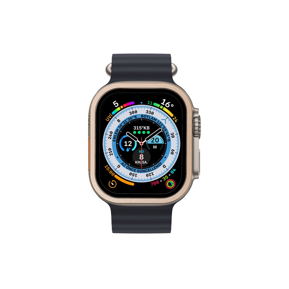  Apple Watch Ultra 49mm Alüminyum Kasa Cam Ekran Koruyucu - Gold