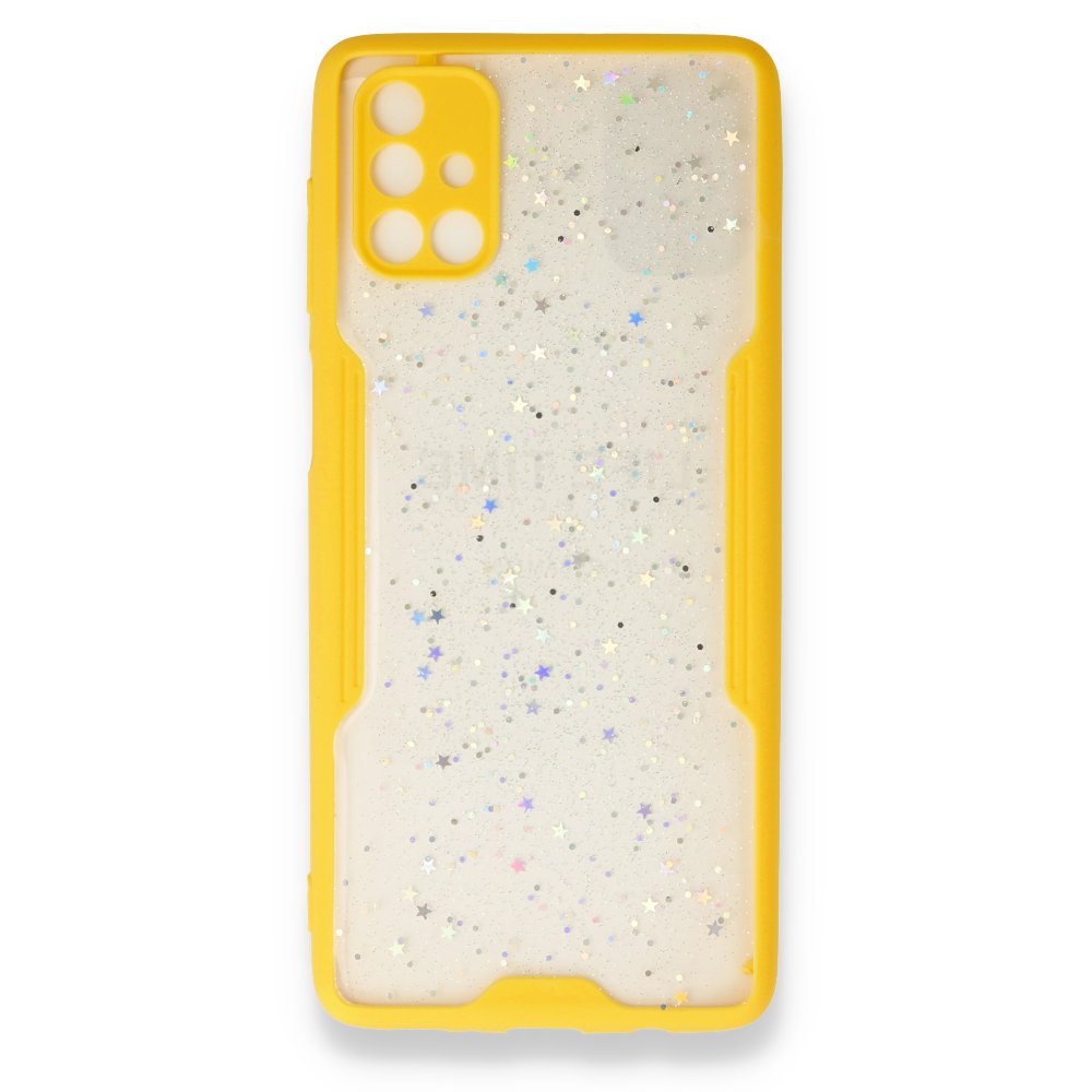  Samsung Galaxy M51 Kılıf Platin Simli Silikon - Sarı