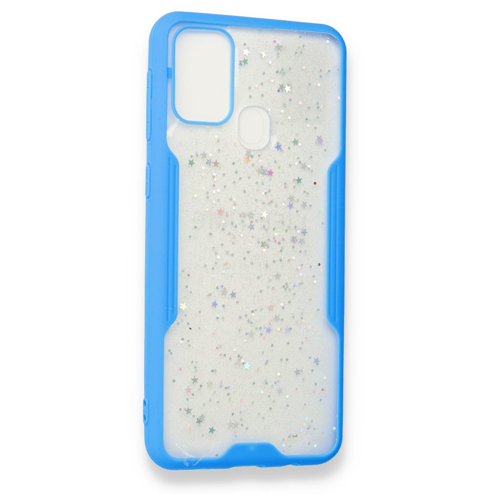  Samsung Galaxy M31 Kılıf Platin Simli Silikon - Mavi