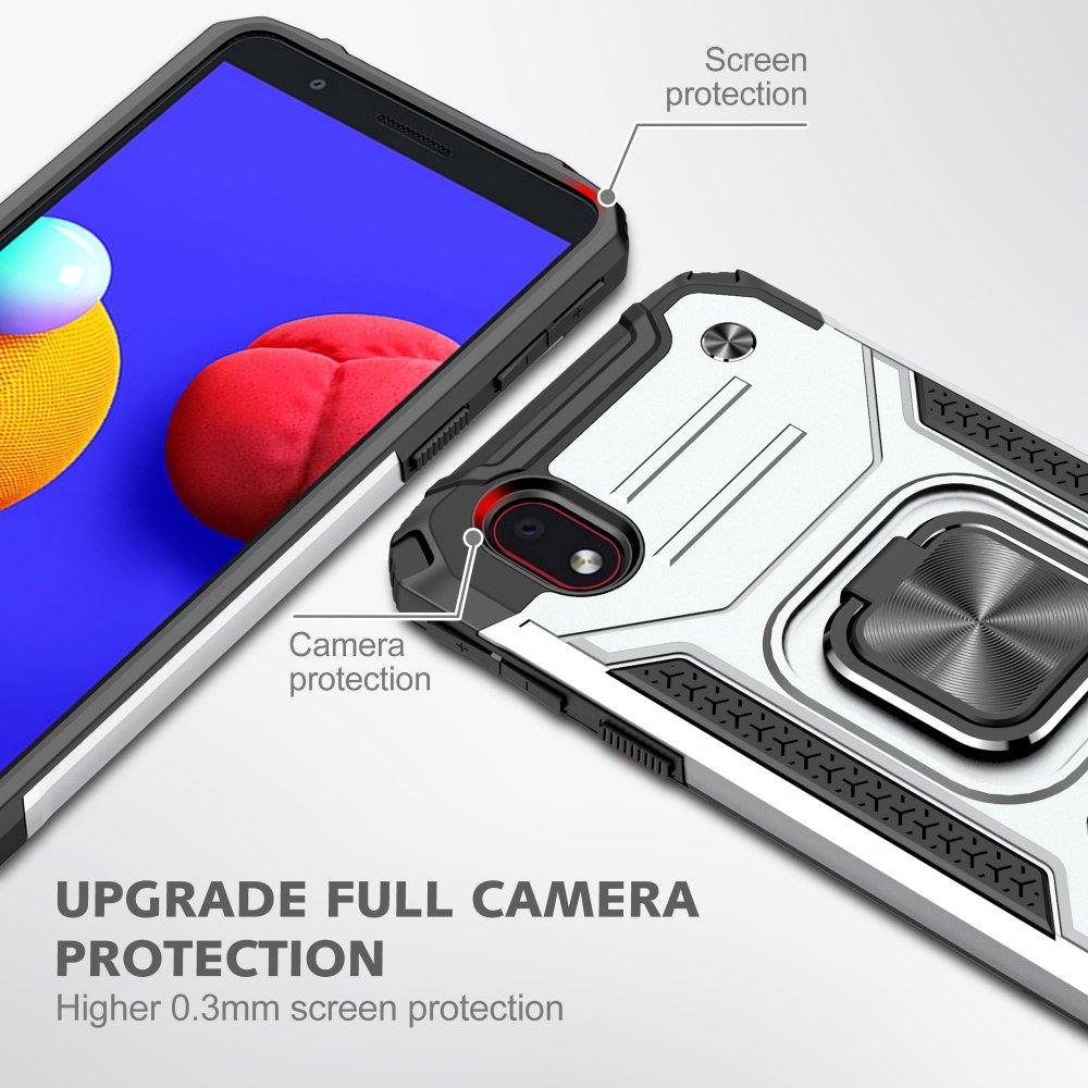  Samsung Galaxy A01 Core Kılıf Zegna Yüzüklü Silikon Kapak - Gümüş