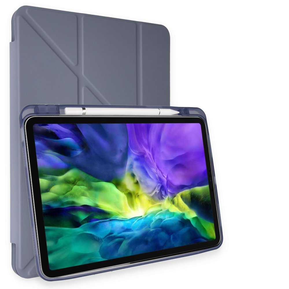  iPad Pro 12.9 (2020) Kılıf Kalemlikli Hugo Tablet Kılıfı - Lila