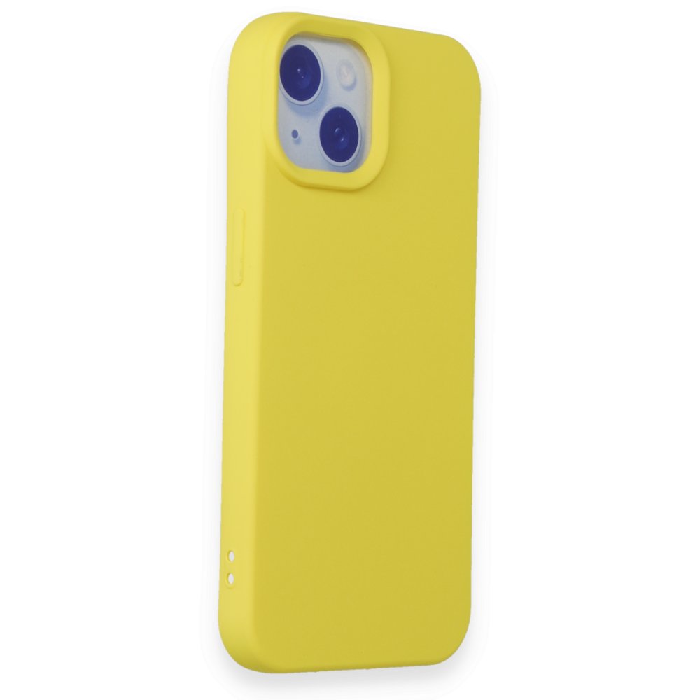 iPhone 15 Kılıf Nano içi Kadife Silikon - Sarı  iPhone 15 Kılıf Nano içi Kadife Silikon - Sarı